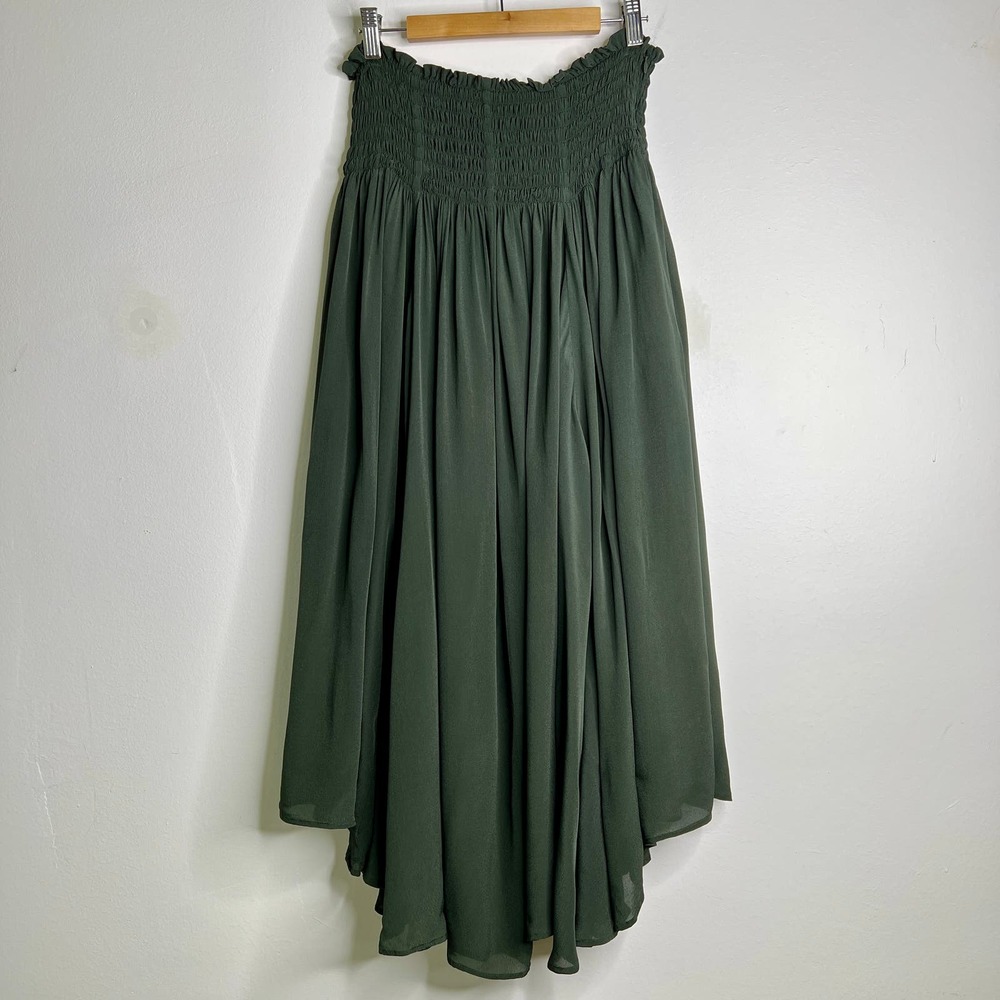 Laurence Bras Maxi Skirt Smocked Waist Pleated Details Flowy Green Size 4